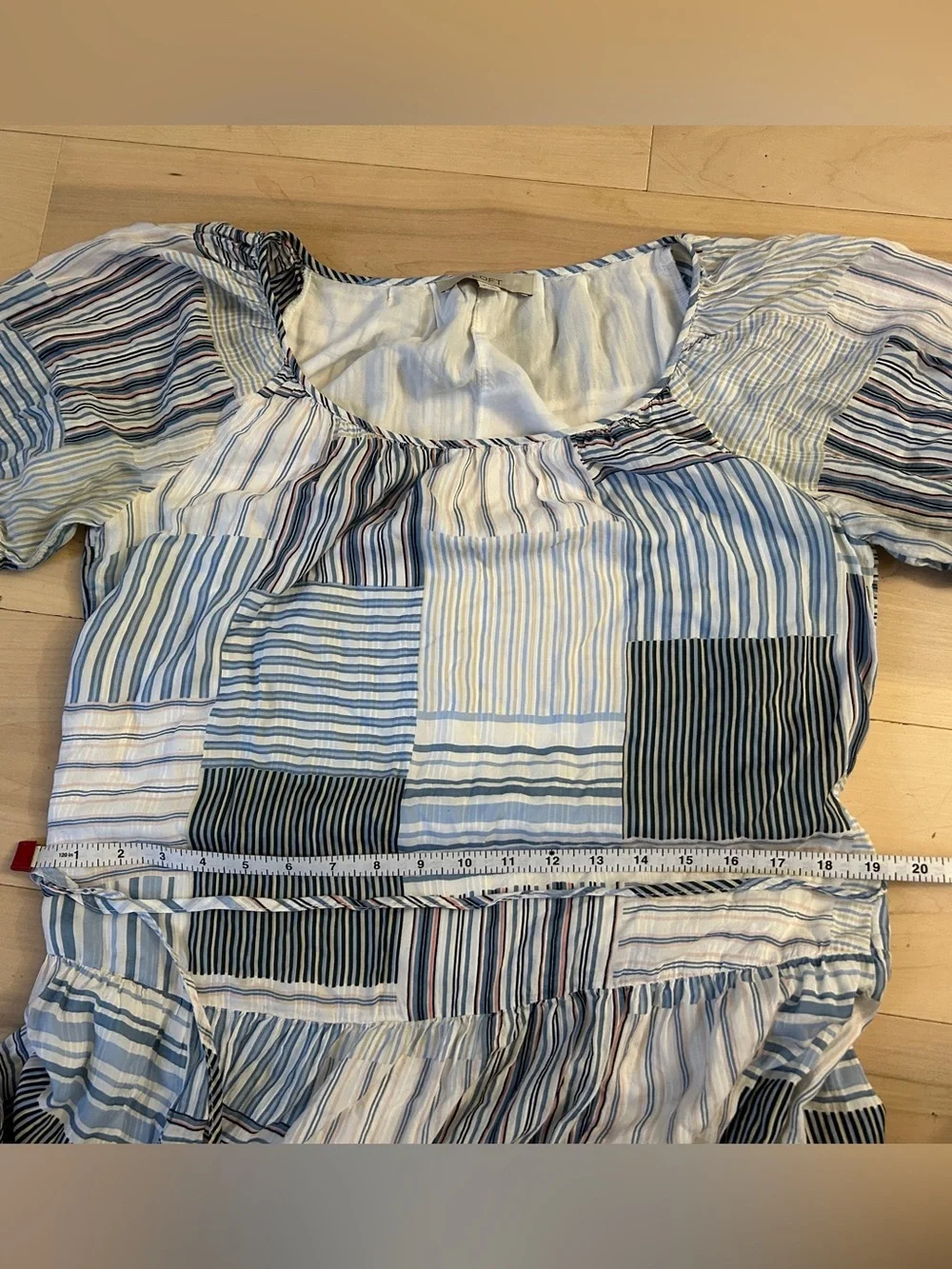 LOFT Patchwork Tie Waist Midi Dress Size M
